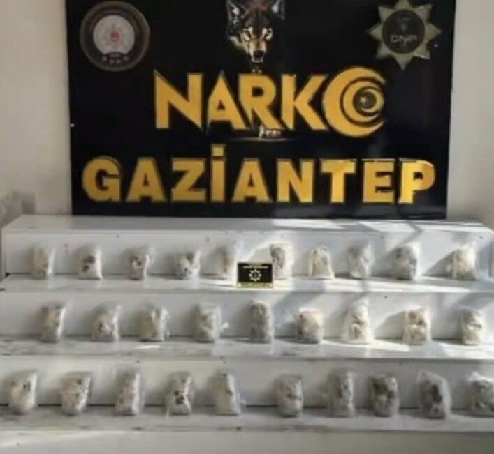 Gaziantep’te polis ekipleri tarafından gerçekleştirilen operasyonda 22 kilo 850 gram