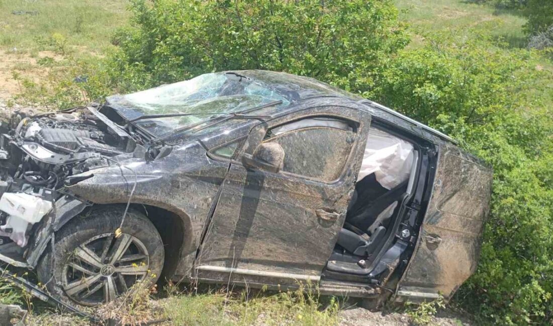 Kelkit ilçesinde meydana gelen trafik kazasında hafif ticari aracın şarampole