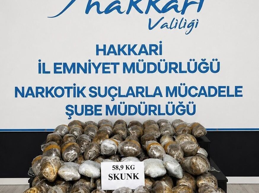 Hakkari’de polis ekipleri tarafından yürütülen operasyon kapsamında 58 kilo 900