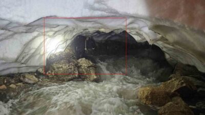 Hakkari’nin Otluca köyünde yaşanan olayda, bir tosunun dere yatağındaki kar