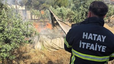 Hassa ilçesine bağlı Yeni Mahalle’de bir bahçede çıkan yangın, hızlıca