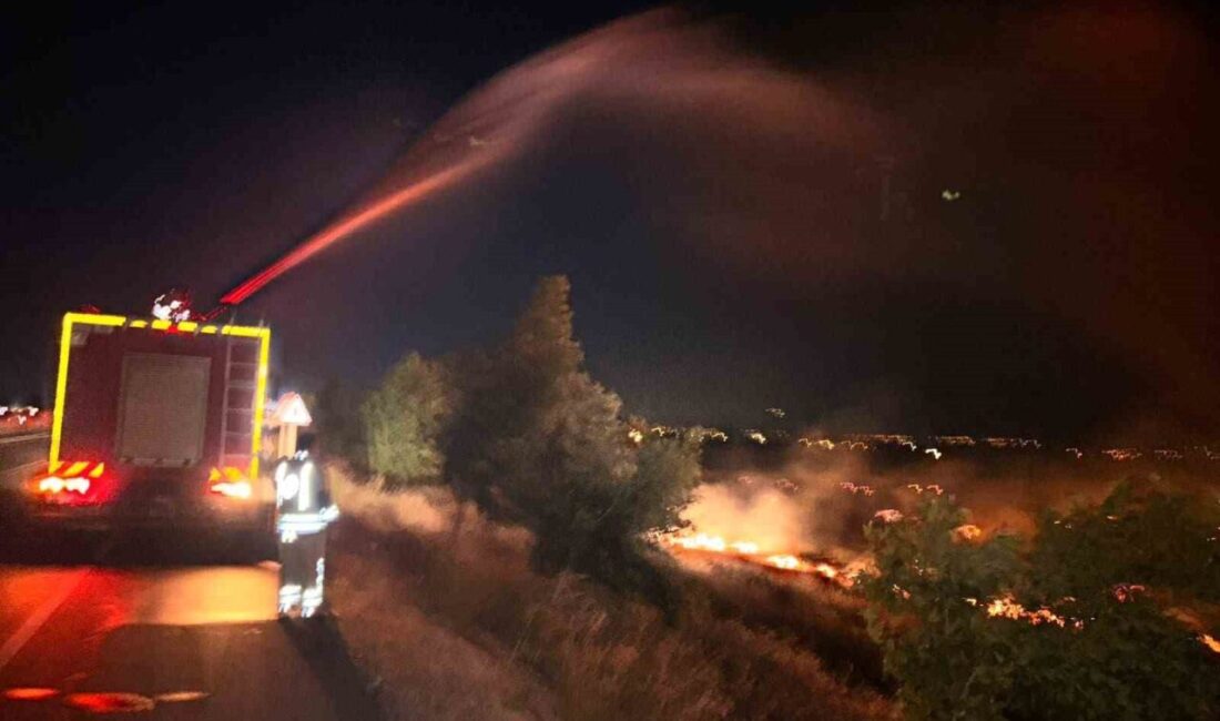 Hatay’da meydana gelen anız yangını, Kırıkhan ilçesi Güzelce Mahallesi ile