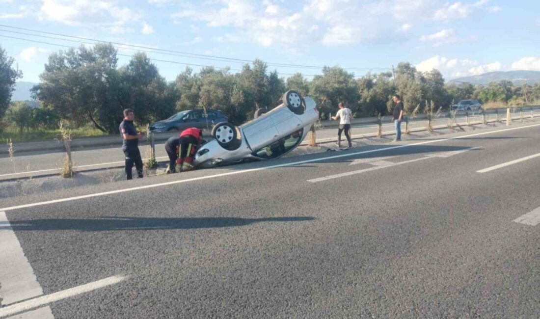 Havran ilçesinde meydana gelen tek taraflı trafik kazasında, bir otomobilin