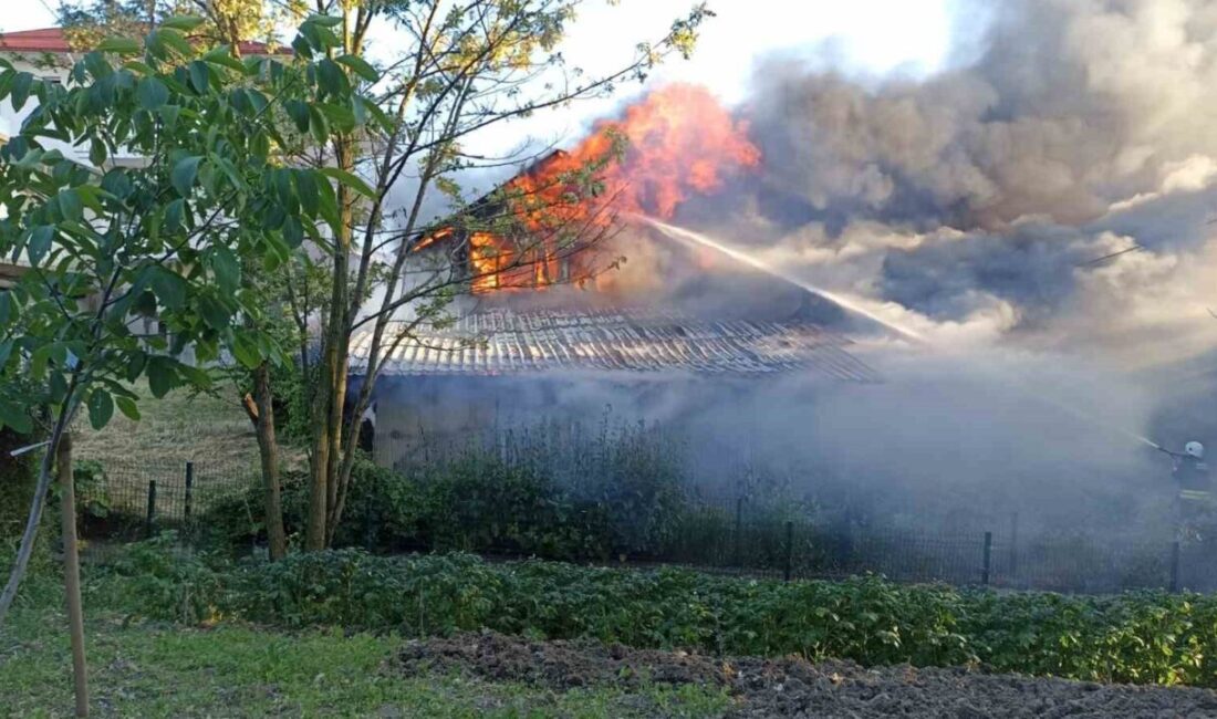 Samsun’un Havza ilçesinde tek katlı bir ev, çıkan yangın sonucunda