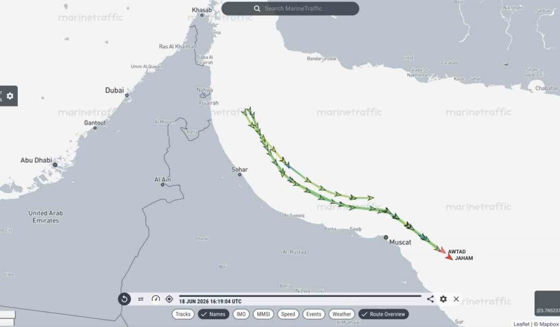 MarineTraffic platformu yetkilileri, Suudi Arabistan bayrağı taşıyan ve uzun bir
