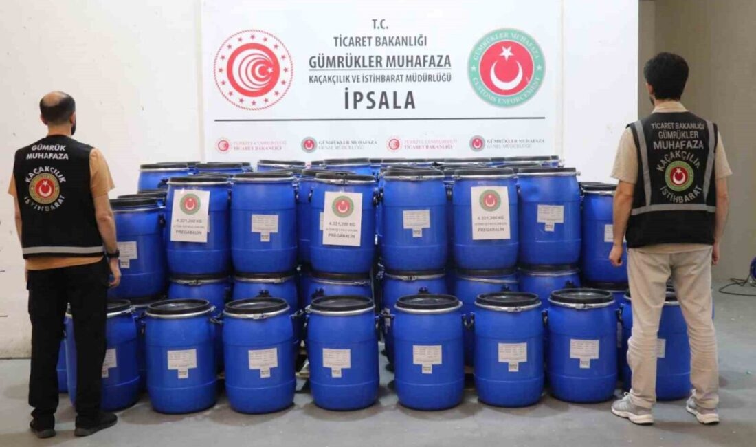 Edirne’deki İpsala Gümrük Kapısı’nda, 4 ton 321 kilo ağırlığında ve
