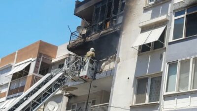 İzmir’in Karabağlar ilçesinde bulunan 7 katlı bir apartmanın 6. katında