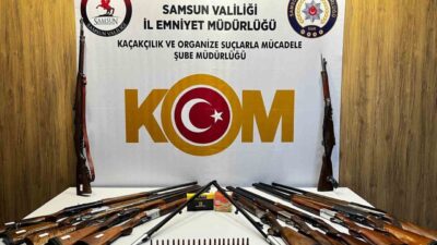 Samsun’un Atakum ilçesinde düzenlenen operasyonda, çok sayıda kaçak silah ve