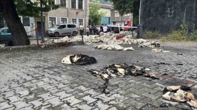 Karabük’te bulunan bir tekstil fabrikasında, araca malzeme yüklenirken çıkan yangın,