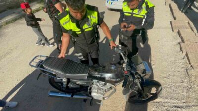 Karaman’da, plakasız bir motosiklet sürücüsüne, “dur” ihtarına uymayarak kaçtığı için
