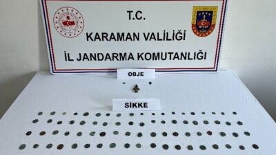 Karaman’da Jandarma ekiplerinin yürüttüğü operasyonlarda tarihi eserler ve çok sayıda