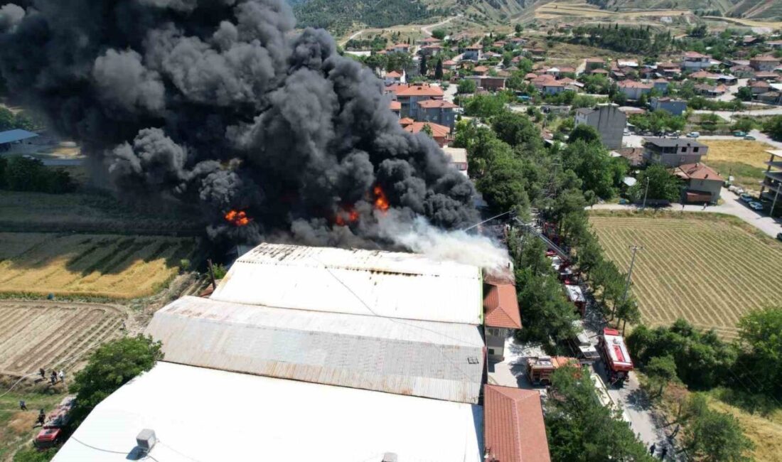 Denizli’nin Pamukkale ilçesinde bulunan bir kauçuk fabrikasında meydana gelen yangına