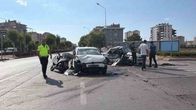 Melikgazi ilçesinde meydana gelen zincirleme trafik kazasında, iki otomobil ve
