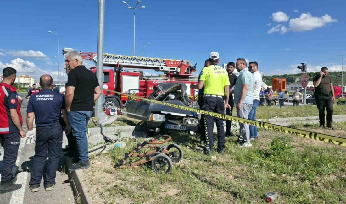 Kayseri’nin Bünyan ilçesinde meydana gelen trafik kazasında, iki otomobilin kavşakta