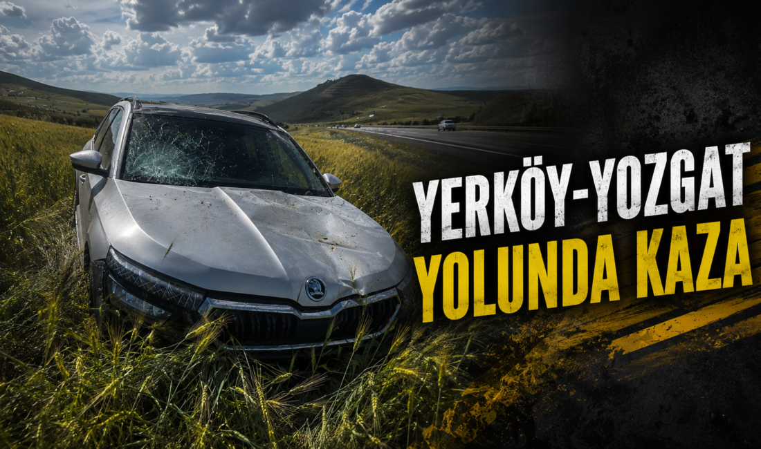 Yerköy istikametinden Yozgat yönüne seyir halinde olan bir otomobilin kontrolden