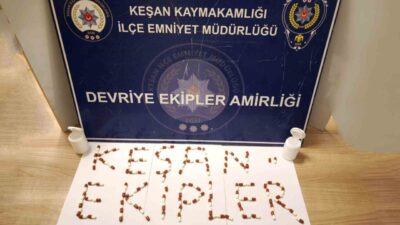 Keşan ilçesine bağlı Yörük Mahallesi’nde polis ekipleri, M.U.’ya ait evde