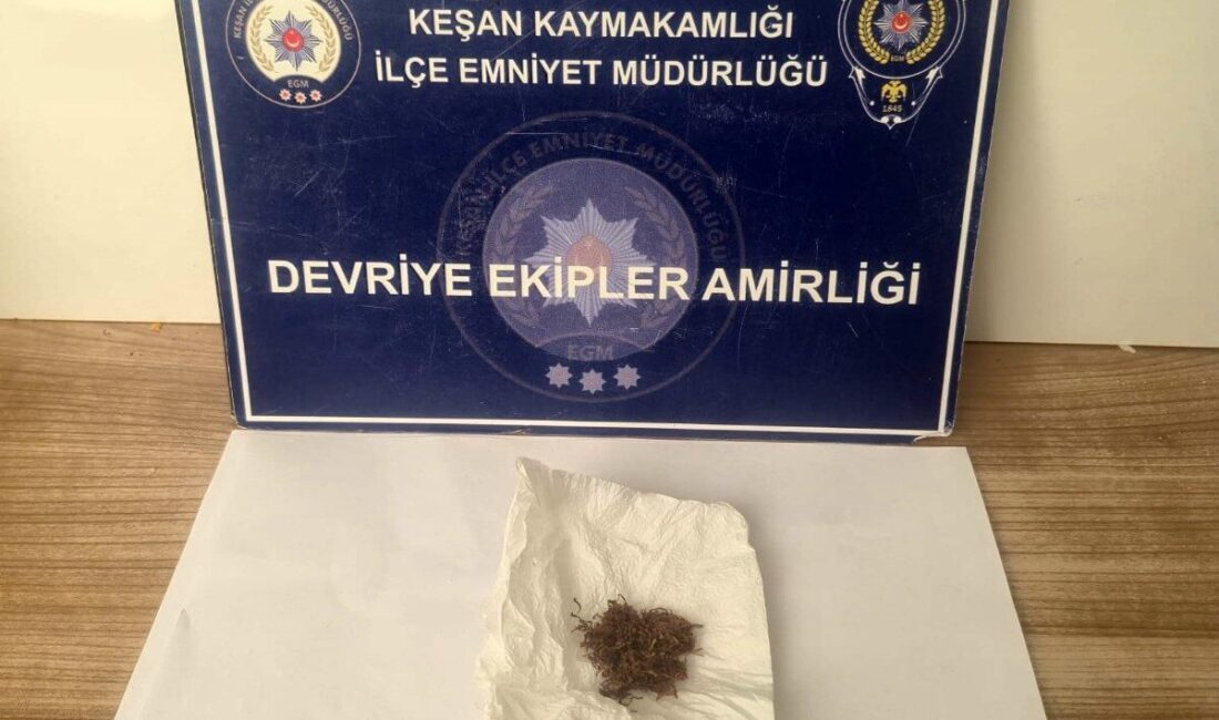 Keşan ilçesinde, İlçe Emniyet Müdürlüğü ekipleri tarafından gerçekleştirilen üst aramasında