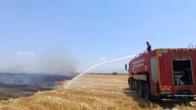 Kırıkhan ilçesinde yaşanan anız yangını, hızla müdahale eden itfaiye ekipleri