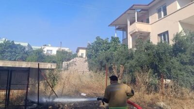 Kırıkhan ilçesindeki Bahçelievler Mahallesi’nde bir bahçede çıkan yangın, itfaiye ekiplerinin