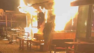Kırıkkale’de bulunan bir çay ocağı alevlere teslim oldu ancak itfaiye