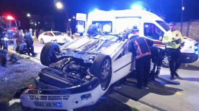 Malatya’da bir sürücünün kontrolünden çıkan araç devrilerek ters döndü ve