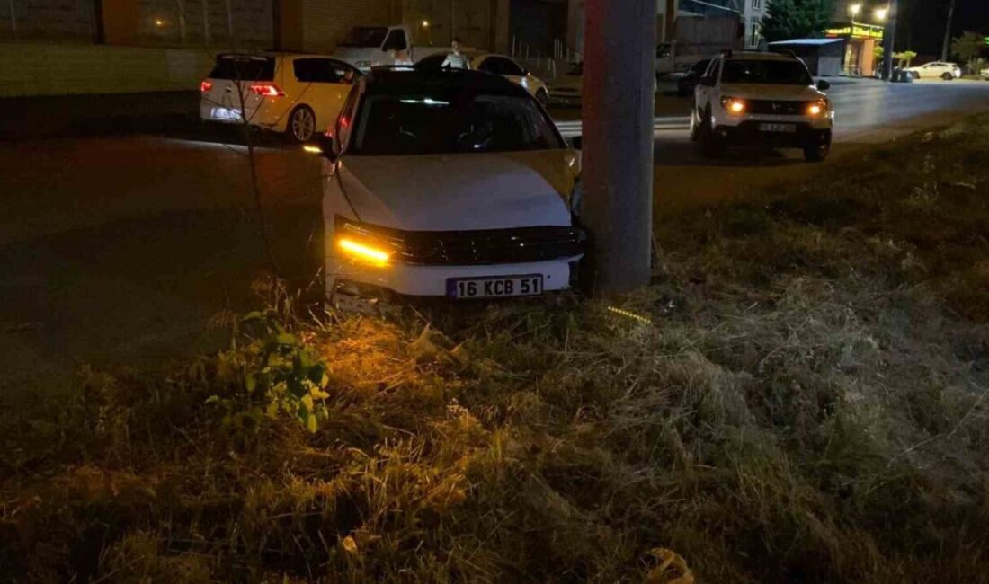 Bursa’nın İnegöl ilçesinde, bir otomobilin kontrolünden çıkarak enerji nakil hattı