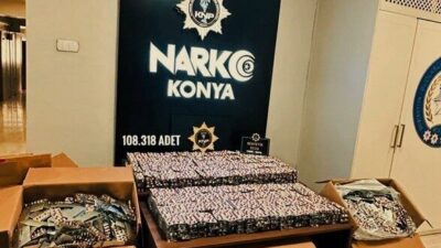 Konya’da polis ekiplerinin düzenlediği operasyonlarda büyük miktarda uyuşturucu madde ele