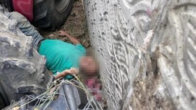Kocaeli’nin Körfez ilçesinde, traktörüyle seyir halindeyken kontrolü kaybeden sürücü, duvara