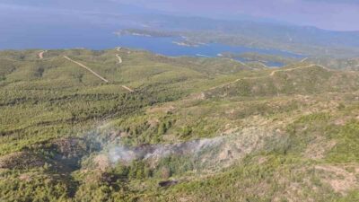 Muğla’nın Marmaris ilçesinde meydana gelen orman yangını, yıldırım düşmesi sonucunda