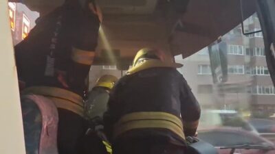MHP Dilovası İlçe Teşkilatı üyelerini taşıyan bir otobüste yangın çıktı