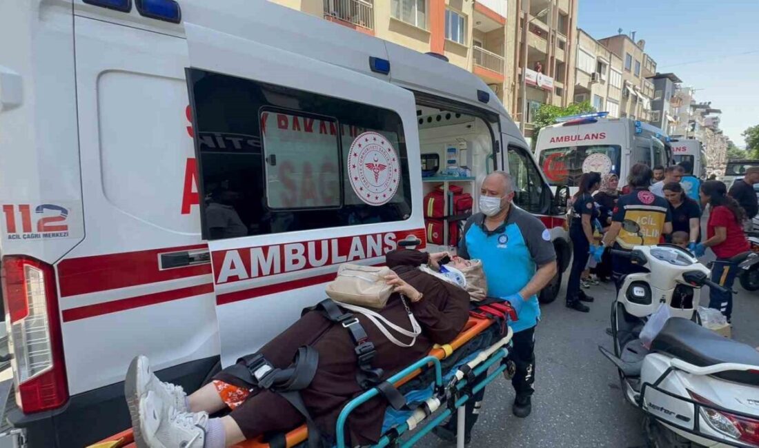 Nazilli ilçesinde, yaya geçidinden geçen bir anne ve üç çocuğa