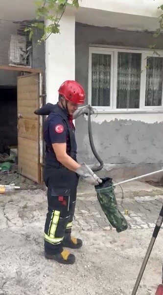 Osmaniye ilinde bir vatandaşın evinin yakınında yılan görmesi üzerine 112
