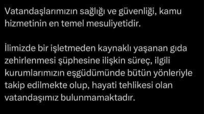 Osmaniye’de bir işletmenin şubelerinden satın alınan tatlıların tüketilmesinin ardından 53