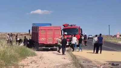 Şanlıurfa’nın Viranşehir ilçesinde meydana gelen trafik kazasında, kamyon ile otomobil