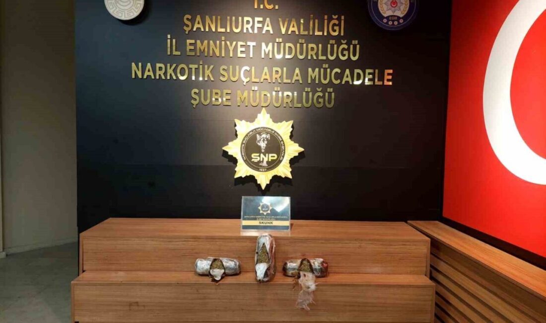 Şanlıurfa’da polis ekipleri, bir araçta gerçekleştirdikleri aramada 2 kilo 250
