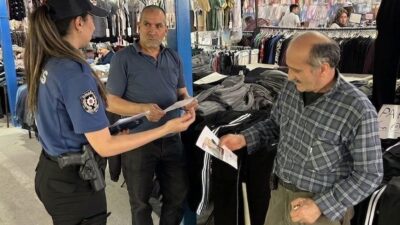 Selendi ilçe Emniyet Amirliği ekipleri, ilçe pazar yerinde gerçekleştirdikleri bilgilendirme