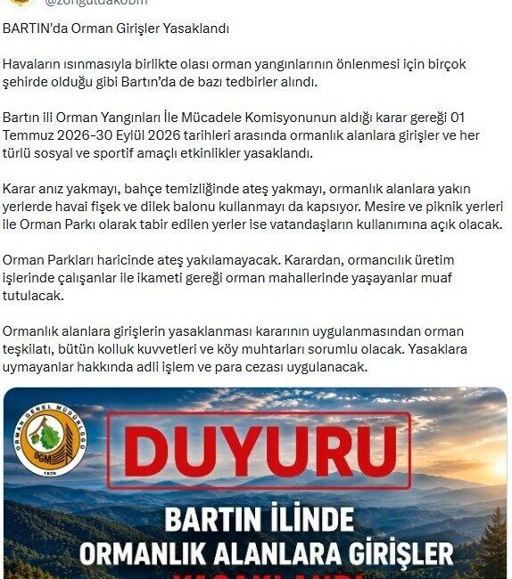 Bartın’da hava sıcaklıklarının 30 dereceyi aşması beklenirken, Temmuz, Ağustos ve