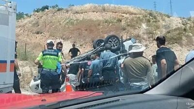 Siirt-Şirvan karayolunda meydana gelen trafik kazasında, otomobilin virajı alamayarak takla
