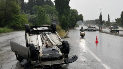 Söke ilçesinde bir polis memuru, görevine gitmek üzere yola çıktığı