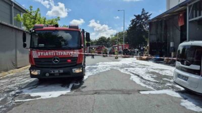 Sultangazi’de bir avize imalatı iş yerinin dış kısmında bulunan toz