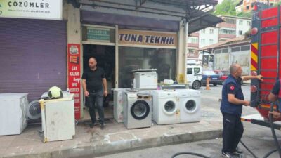 Karadeniz Ereğli ilçesinde beyaz eşya tamiri yapılan bir iş yerinin