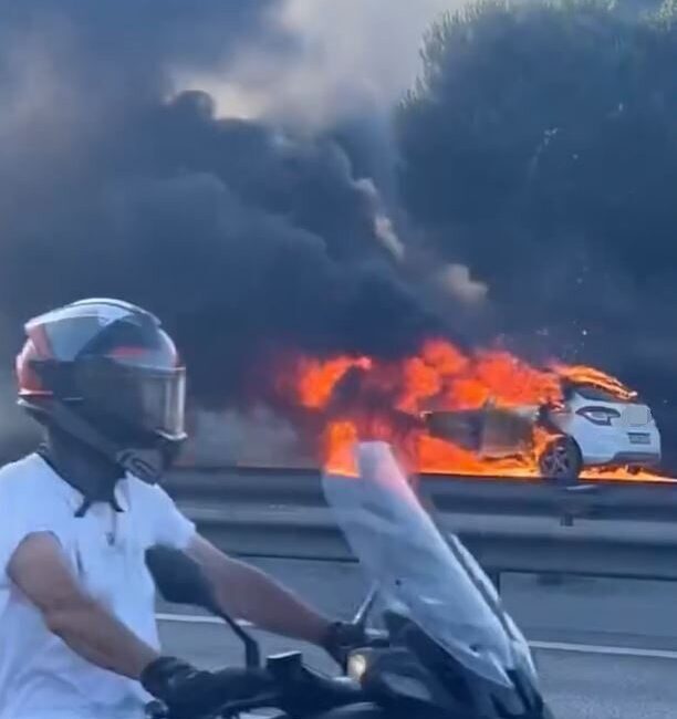 TEM Otoyolu’nda seyir halinde olan bir araç, İstanbul Avcılar’da alev