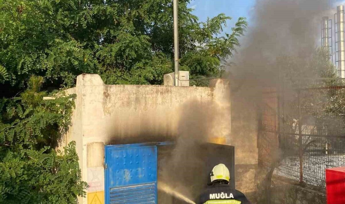 Bodrum ilçesinde bulunan bir trafo binasında çıkan yangın, itfaiye ekiplerinin