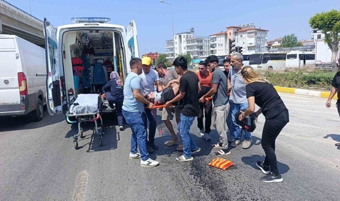 Manavgat ilçesinde, yola dökülen yağ sebebiyle kontrolü kaybeden motosiklet sürücüsü