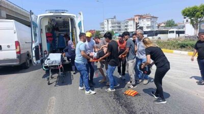 Manavgat ilçesinde, yola dökülen yağ sebebiyle kontrolü kaybeden motosiklet sürücüsü