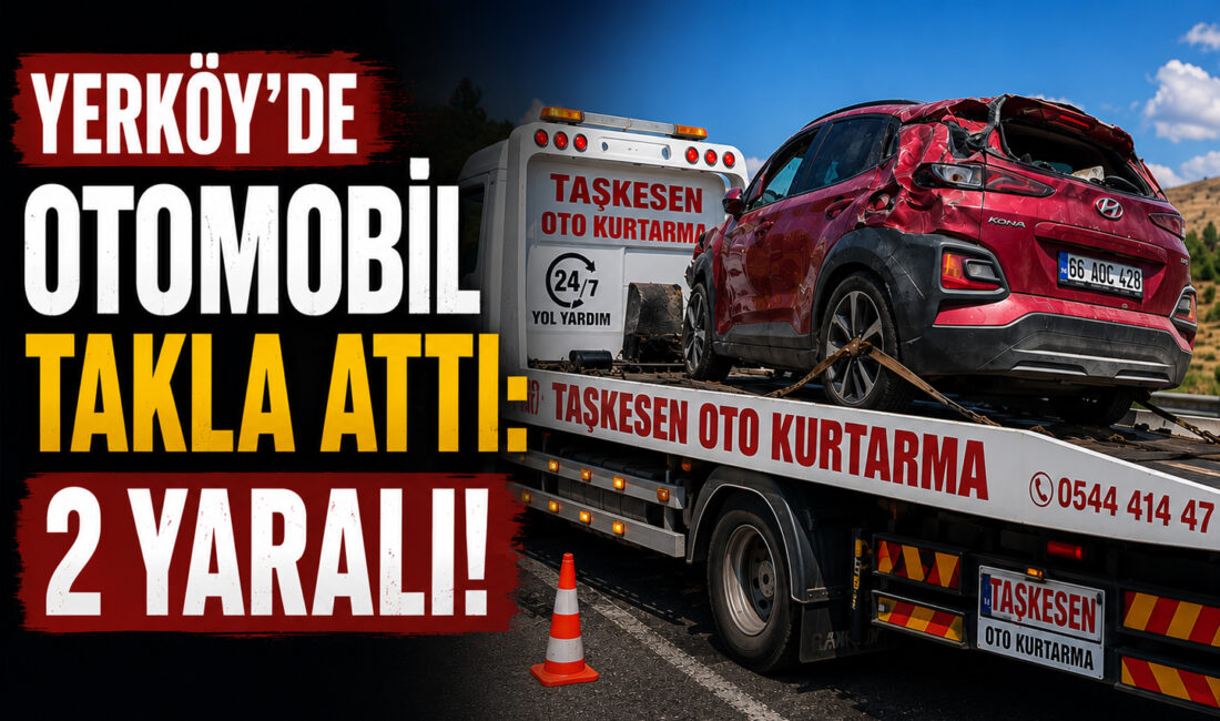 Yozgat’ın Yerköy ilçesinde sürücüsünün direksiyon hakimiyetini kaybettiği otomobilin takla atması
