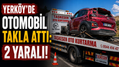 Yozgat’ın Yerköy ilçesinde sürücüsünün direksiyon hakimiyetini kaybettiği otomobilin takla atması