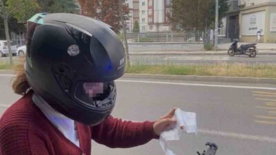 Tekirdağ’da, Şahin Trafik Ekibi tarafından durdurulan bir motosikletlinin, yetersiz ehliyetten