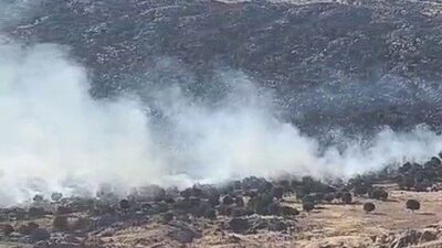 Adıyaman’ın Kuzey kısmındaki İndere (Zey) Köyü yakınlarında çıkan orman yangını,