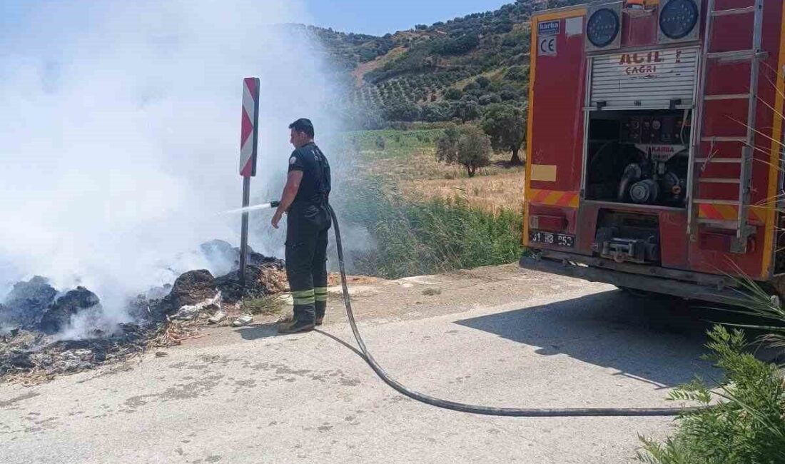 Hatay’ın Altınözü ilçesinde çöplük alanında çıkan yangın, itfaiye ekiplerinin hızlı